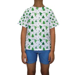 Christmas Tree Pattern Design Kids  Short Sleeve Swimwear by Wegoenart