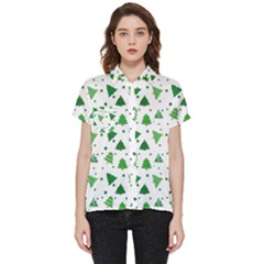 Christmas Tree Pattern Design Short Sleeve Pocket Shirt