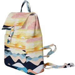 Sea Waves Wave Painting Ocean Water Buckle Everyday Backpack by Wegoenart