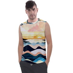 Sea Waves Wave Painting Ocean Water Men s Regular Tank Top