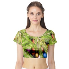 Christmas Candy 2 Short Sleeve Crop Top by artworkshop