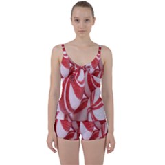 Christmas Candy Tie Front Two Piece Tankini