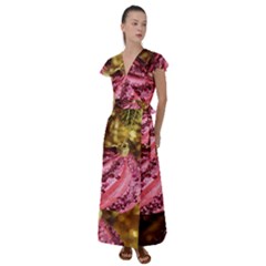 Christmas Decoration 4 Flutter Sleeve Maxi Dress by artworkshop