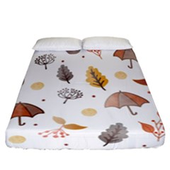 Autumn Leaf Leaves Nature Art Boho Background Fitted Sheet (California King Size)