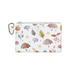 Autumn Leaf Leaves Nature Art Boho Background Canvas Cosmetic Bag (Small)