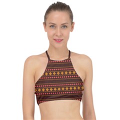 Geometric Pattern Diamond Art Pattern Racer Front Bikini Top by Wegoenart