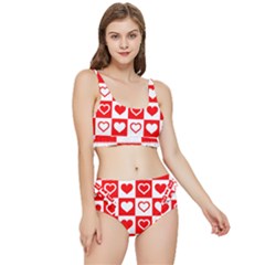 Background-card-checker-chequered Frilly Bikini Set by Pakrebo