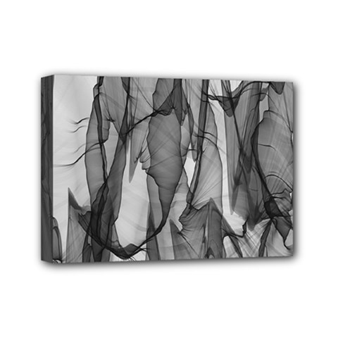 Abstract-black White (1) Mini Canvas 7  X 5  (stretched)