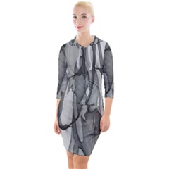 Abstract-black White (1) Quarter Sleeve Hood Bodycon Dress by nateshop