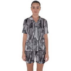 Abstract-black White (1) Satin Short Sleeve Pajamas Set by nateshop