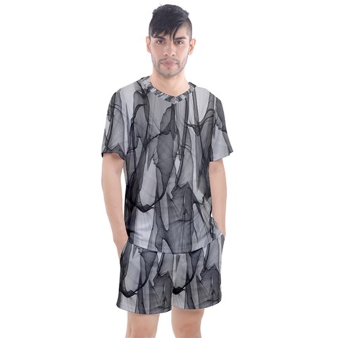 Abstract-black White (1) Men s Mesh Tee And Shorts Set by nateshop