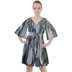 Abstract-black White (1) Boho Button Up Dress by nateshop