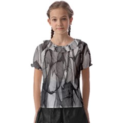 Abstract-black White (1) Kids  Frill Chiffon Blouse by nateshop