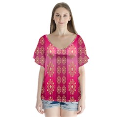 Background-15 V-neck Flutter Sleeve Top by nateshop