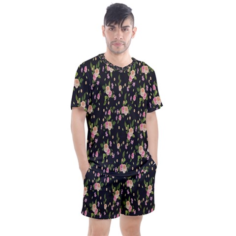 Background-roses Men s Mesh Tee And Shorts Set by nateshop