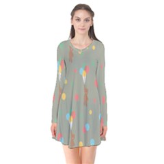 Bear 1 Long Sleeve V-neck Flare Dress