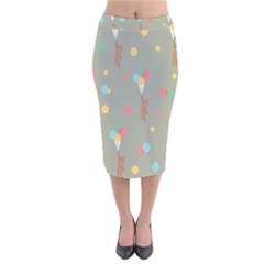 Bear 1 Velvet Midi Pencil Skirt