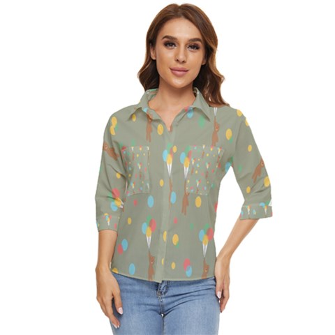 Bear 1 Women s Quarter Sleeve Pocket Shirt by nateshop