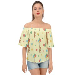 Bear 2 Off Shoulder Short Sleeve Top by nateshop