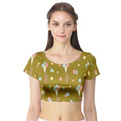 Bear 3 Short Sleeve Crop Top by nateshop