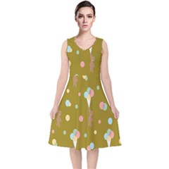 Bear 3 V-neck Midi Sleeveless Dress  by nateshop