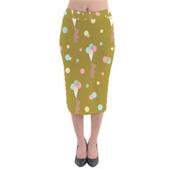 Bear 3 Velvet Midi Pencil Skirt by nateshop