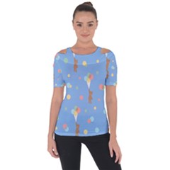 Bear 5 Shoulder Cut Out Short Sleeve Top by nateshop