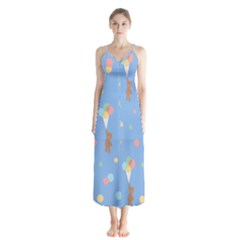 Bear 5 Button Up Chiffon Maxi Dress by nateshop