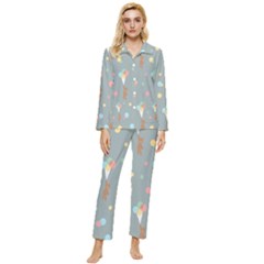 Bear 7 Womens  Long Sleeve Velvet Pocket Pajamas Set by nateshop