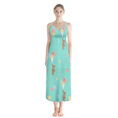 Bear 6 Button Up Chiffon Maxi Dress by nateshop