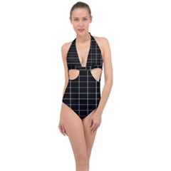 Box Black Halter Front Plunge Swimsuit