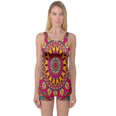 Buddhist Mandala One Piece Boyleg Swimsuit by nateshop