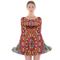 Buddhist Mandala Long Sleeve Skater Dress by nateshop