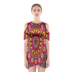 Buddhist Mandala Shoulder Cutout One Piece Dress by nateshop