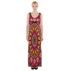 Buddhist Mandala Thigh Split Maxi Dress by nateshop