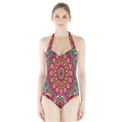 Buddhist Mandala Halter Swimsuit by nateshop