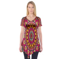 Buddhist Mandala Short Sleeve Tunic  by nateshop