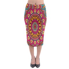 Buddhist Mandala Midi Pencil Skirt