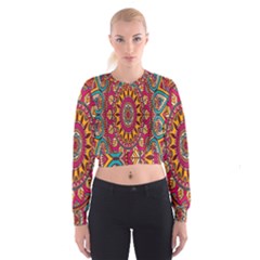 Buddhist Mandala Cropped Sweatshirt by nateshop