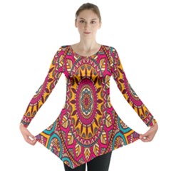 Buddhist Mandala Long Sleeve Tunic  by nateshop