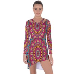 Buddhist Mandala Asymmetric Cut-out Shift Dress by nateshop