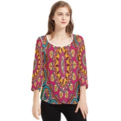 Buddhist Mandala Chiffon Quarter Sleeve Blouse by nateshop