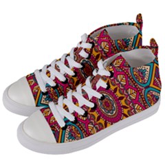 Buddhist Mandala Women s Mid-top Canvas Sneakers by nateshop