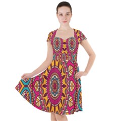 Buddhist Mandala Cap Sleeve Midi Dress by nateshop