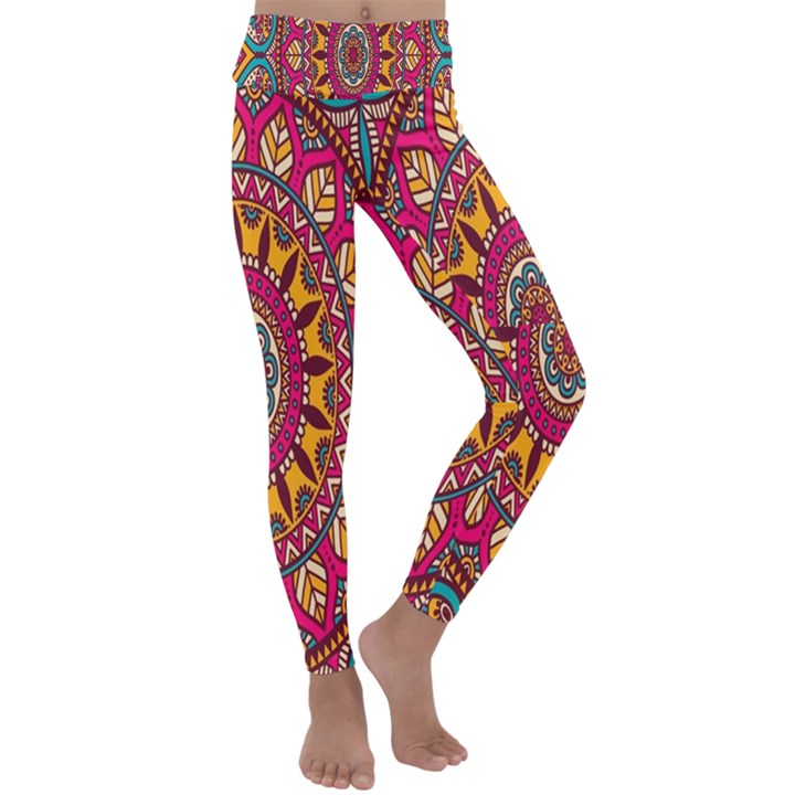 Buddhist Mandala Kids  Lightweight Velour Classic Yoga Leggings