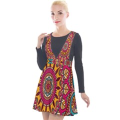 Buddhist Mandala Plunge Pinafore Velour Dress by nateshop