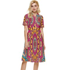 Buddhist Mandala Button Top Knee Length Dress by nateshop