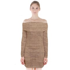 Burlap Texture Long Sleeve Off Shoulder Dress