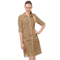 Burlap Texture Long Sleeve Mini Shirt Dress by nateshop