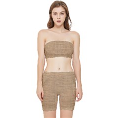 Burlap Texture Stretch Shorts and Tube Top Set